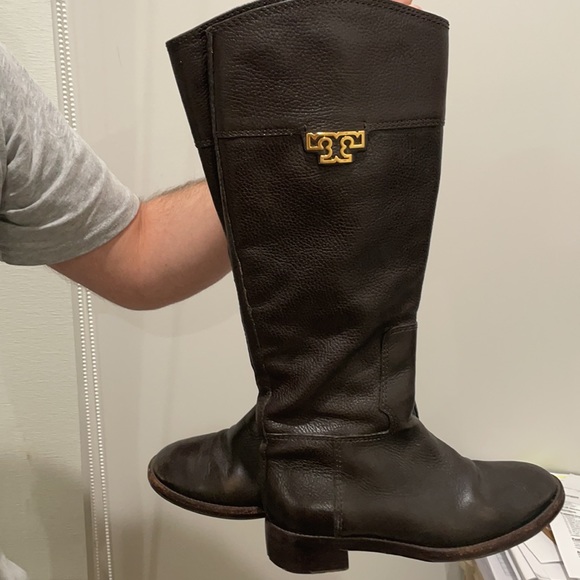 Dark brown knee high Tory Burch leather boots - Picture 2 of 5
